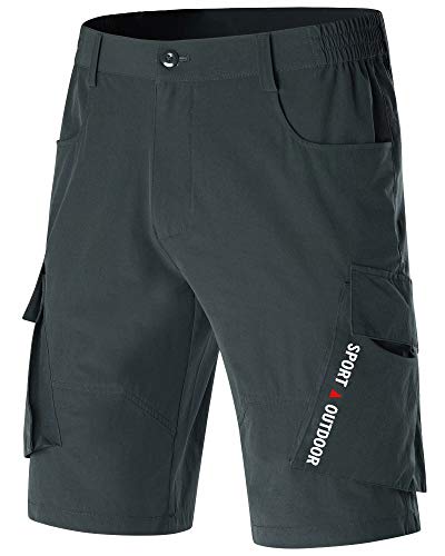 MAGCOMSEN Workout Shorts Men with Phone Pockets Lightweight Summer Shorts Quick Dry Tactical Fishing Shorts Big and Tall Shorts Cargo Shorts Dark Grey