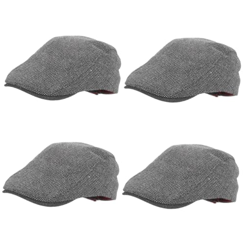 Happyyami 4 Piezas Boinas Tapa Gorra De Vendedor De Periódicos para Hombre Gorro Sombrero para Correr Pescador De Moda Gorra Gorra Plana De Los Hombres Gorras Poliéster Dark Grey