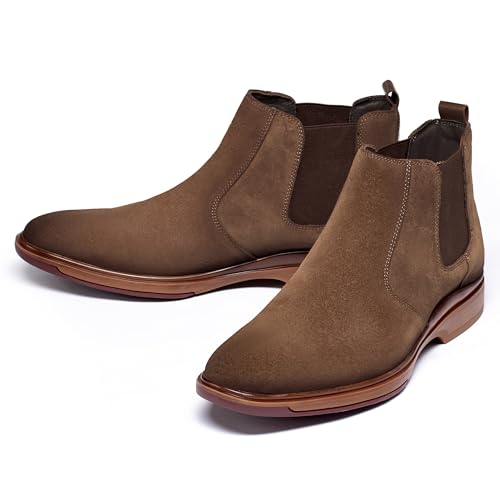 Image of ArcBrothers Men's Chelsea Boots, Relaxed Fit Roomy Toe Box Design, Premium Leather Slip-on Ankle Boots, All-Day Comfort