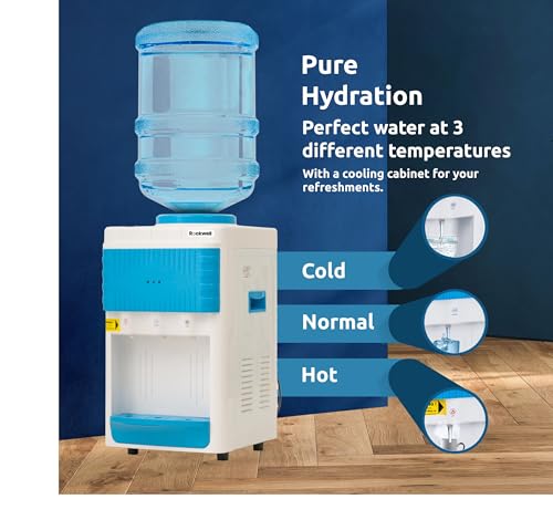 Image of Rockwell Table Top Hot, Cold & Normal Water Dispenser | Child Safety Lock, Compact & Lightweight, Fits Any Kitchen Counter, Great for Small Homes & Offices