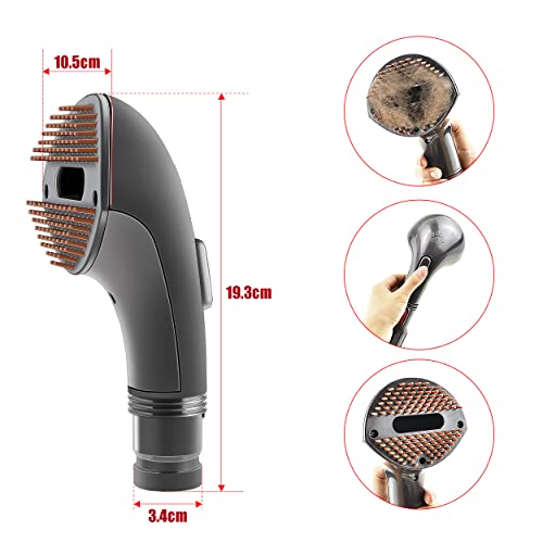 Italdos - Fellbürste für Hunde und Katzen, kompatibel mit Dyson V7 V8 V10 V11 V15 V6, mittlere und kurze Tierhaare mit flexiblem Adapter und Ein-/Aus-Taste