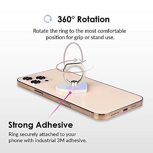 Image of Velvet Caviar Cell Phone Ring Holder - Finger Ring & Stand - Improves Phone Grip Compatible with iPhone, Galaxy and Most Smartphones (White Opal Heart)