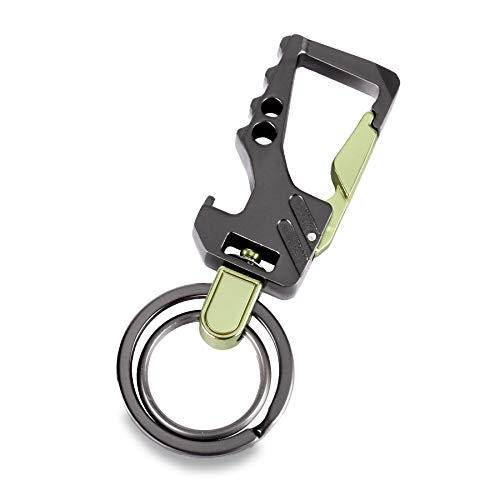 Justtop Car Key Chain With 2 Key Rings, Carabiner Key Chain Bottle Opener For Men And Women(Gun Color And Golden) #TOP20