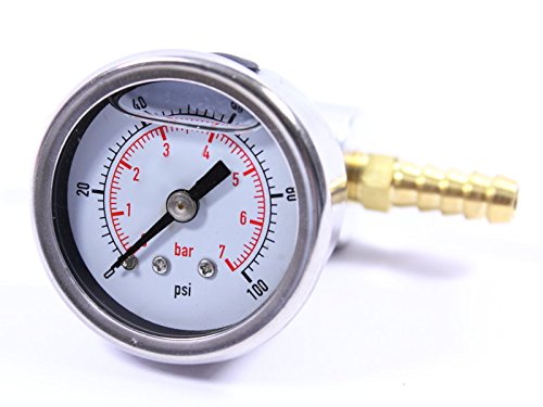 X-Parts Benzindruckanzeige 0-7bar 8mm + D06 BDR Anzeige Manometer Dash-6
