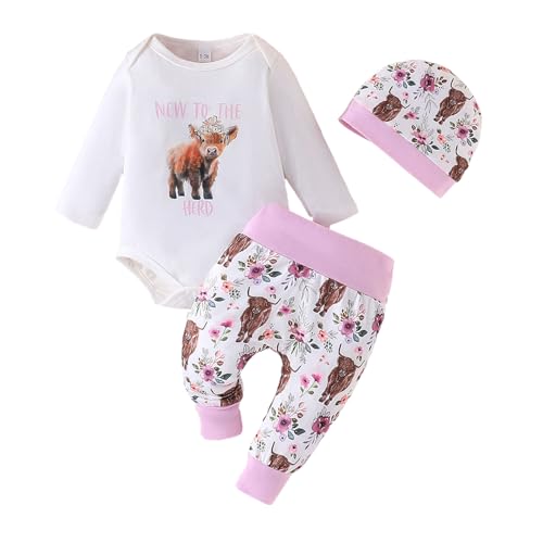Newborn Baby Girl Boy Clothes Im New Here Infant Romper Top Pants Beanie Hat Set Baby Coming Home Outfit