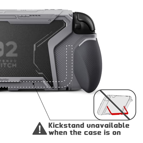 Image of PlayVital for Switch 2 Beyond-Grip Dockable Case, Interchangeable FPS /Omni Ergonomic Grips + Military-Grade Drop Protective Cover + 2 Joystick Caps for Nintendo Switch 2 (New Hope Gray)