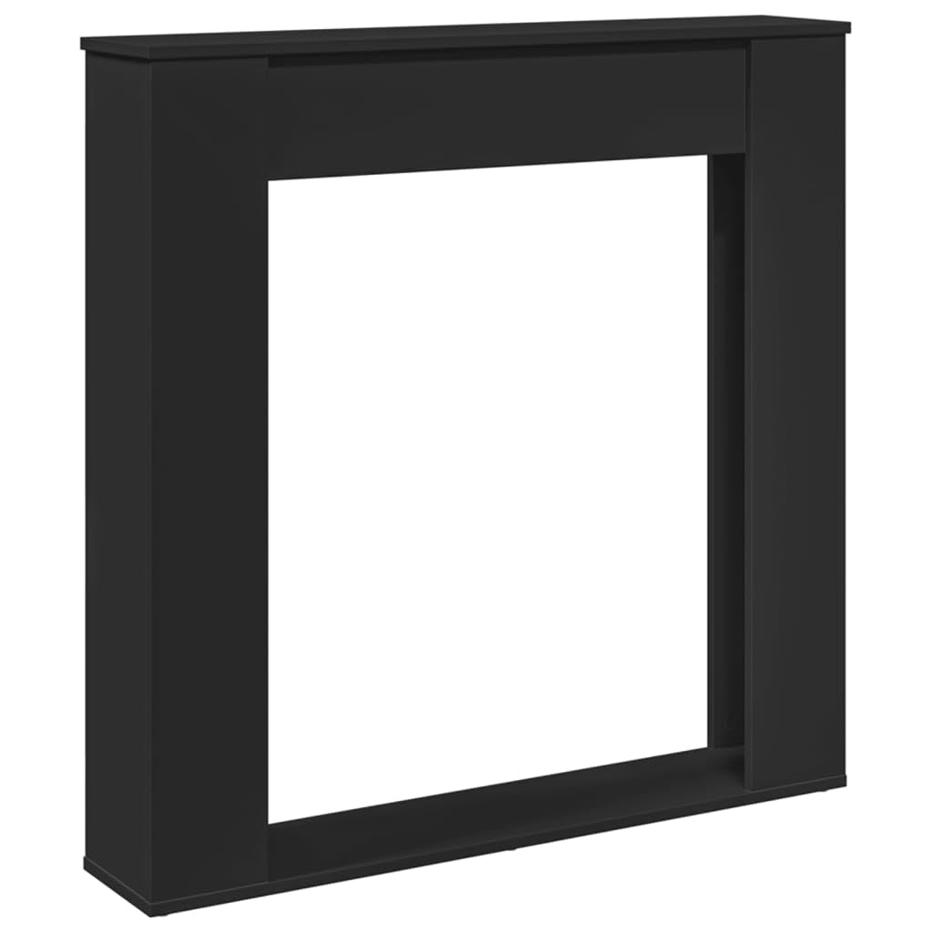 Vidaxl Black Fireplace Surround, Fire Surround Only Compatible With Led Flame, Fireplace Frame For Living Room Hallway, Engineered Wood