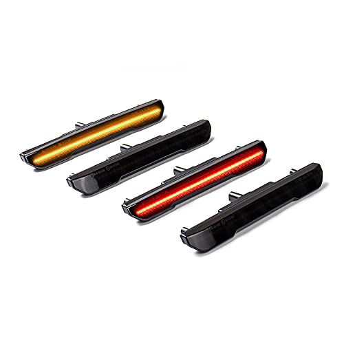 Astra Depot Smoke Lens Amber Red Full LED Side Marker Light Kit Replacement for 2020-2022 2023 GMC Sierra 2500 3500 HD Front Rear Sidemarker Lamps