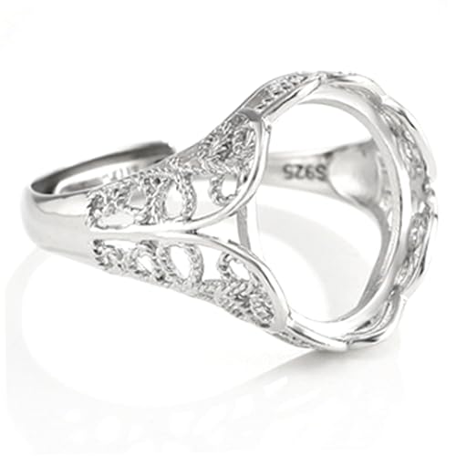 Anillos en blanco de plata de ley 925 con base ovalada de 13x18 mm para joyería DIY Gcroet