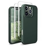 SUW Compatible with iPhone 16 Pro Case, [Compatible with MagSafe] 6.3' Silicone Case with[2 Screen Protectors][Full Camera Protection],Soft Anti-Scratch Microfiber Lining Inside, Dark Green