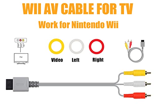 2 In 1 Wii Av Cables Composite Audio Video Cable + Wii Sensor Bar Wii Wired Infrared Ray Sensor Bar Compatible With Nintendo Wii And Wii U #TOP2