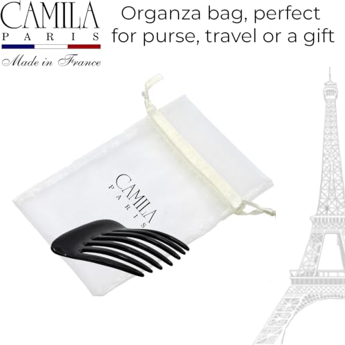Image of Camila Paris CP3798 Hair Side Comb 2.75 inch French Twist Hair Combs Clips | Small French Comb Hair Clips Pin, Hair Side Combs for Women, Made in France