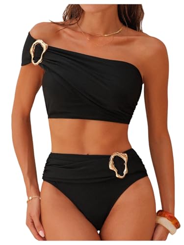 10 Best One Shoulder Swimsuits That Turn Heads at the Beach 4 GORGLITTER Women's One Shoulder High Waisted Bikini