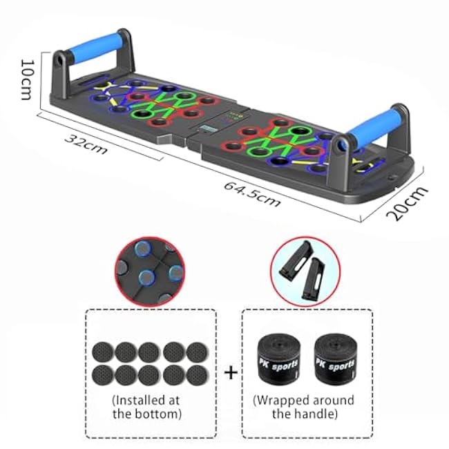 Push Up Board for Men, Push Up Bar at Home Workout Equipment, Pushup Handles Home Gym Exercise Fitness Equipment Portable Foldable with Counter and Wrist guards