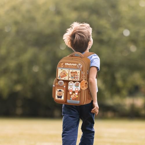 Large Capacity Cute Capybara Backpack, Funny Going Out Cartoon Laptop Travel Casual Bag, Ergonomic Design For Back (Khaki.)3