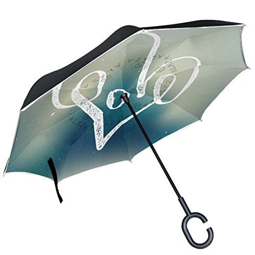 Preisvergleich Produktbild Alaza Love Sign Valentine seitenverkehrt Regenschirm Double Layer Winddichte Rückseite Faltbarer Regenschirm für Auto mit C-förmigem Henkel