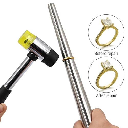 Medidor de anillos para calibración con mazo de goma para joyería 7