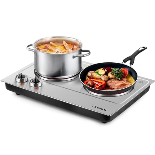 Comparison: Best Electric Stove 3 Hot Plate,Cusimax Dual Infrared Burner, Electric Ceramic Glass Stove,Adjustable Temperature Control,Stainless Steel,Compatible of all Cookware,Easy Clean for Home, Dorm, Office