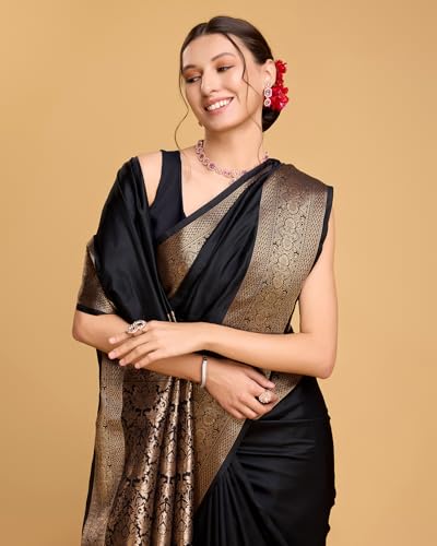 Image of SWORNOF Women's Silk Kanjivaram Kanchipuram Saree With Blouse Piece