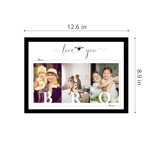 Image of Art Street Personalized Best Bro Ever Wall Photo Print Collage with Photo Upload Gift For Brother, Rakhi Perfect Present, Customized Gift, Birthday Gift (A4, Black)