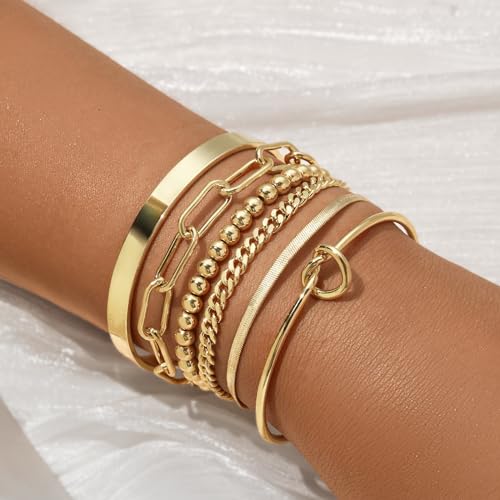 JECOMY Elegant 14K Gold Bracelet Set for Women – Waterproof, Stackable, and Adjustable – Perfect for Every Occasion - Image 2
