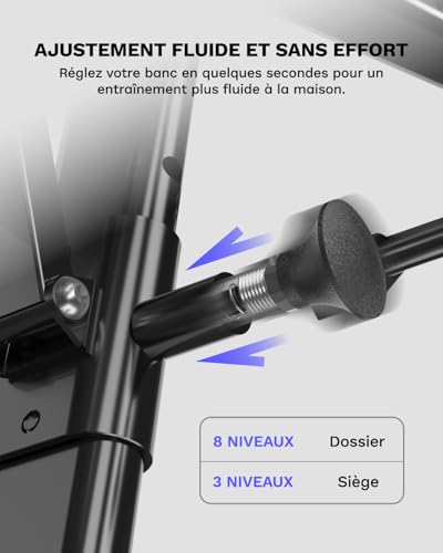 AIRHOP Banc de Musculation Réglable et Amélioré – Banc Multifonction Pour Un Entraînement Complet Du Corps, Pliable Avec Gain De Place, Adapté Aux Home Gym Et Aux Studios De Fitness – Image 4