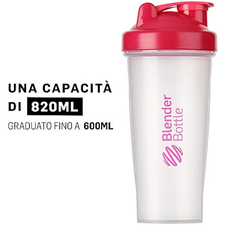 BlenderBottle Classic Shaker cup/Diet Shaker/Protein Shaker with Blenderball / 820ml - clear pink