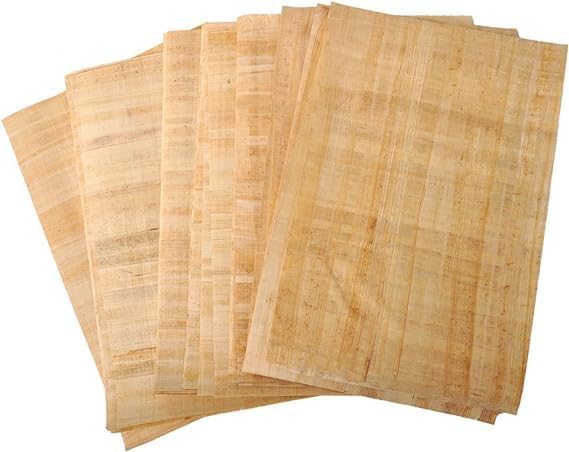 10 Blank Egyptian Papyrus Sheets for Art Projects and Schools 12x16 Inch (30x40 Cm) + 1 Bookmark Gift