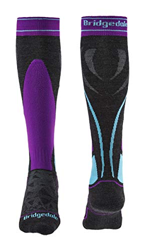 Bridgedale Meias femininas de peso médio para esqui - Merino Endurance Socks, grafite/roxo, P
