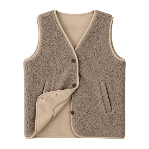 Kids Girls Fleece Teddy Vest Lightweight Waistcoat Fuzzy Jacket With Pocket - image 5