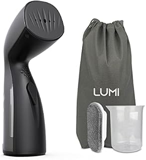 LUMI | Handheld Garment Steamer Iron | 2 in 1 Travel Iron & Portable Steamer | UK Plug | 105ML Tank Capacity | Fast 25s Heat-Up | Jug, Brush & Travel Bag | Clothes Steamer Handheld For Home & Travel