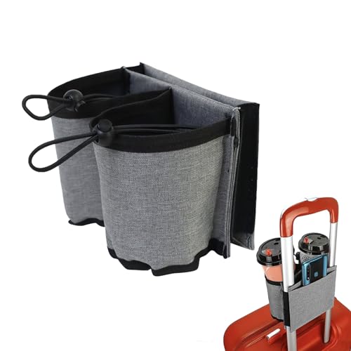 Image of 2 in 1 Luggage Cup Holder for Travel - Hands-Free Drink Holder for Suitcase Holds Two Cups of Coffee & Travelers - Ideal for on-The-go Travelers, Easy-to-Carry Design for All