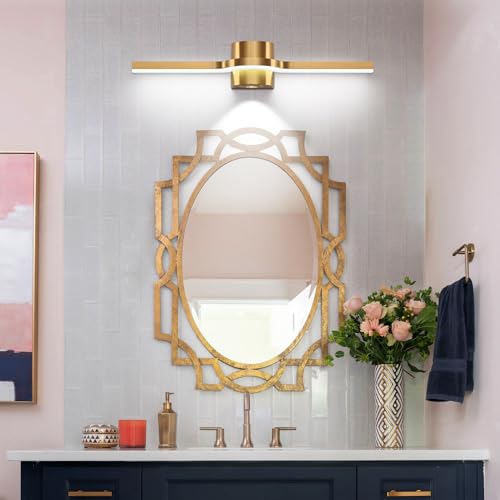 Image of SOLFART Brushed Bronze LED Bathroom Light Fixtures 24 Inch Dimmable Bathroom Vanity Lights Modern Wall Light for Bath Vanity Lighting Fixtures D