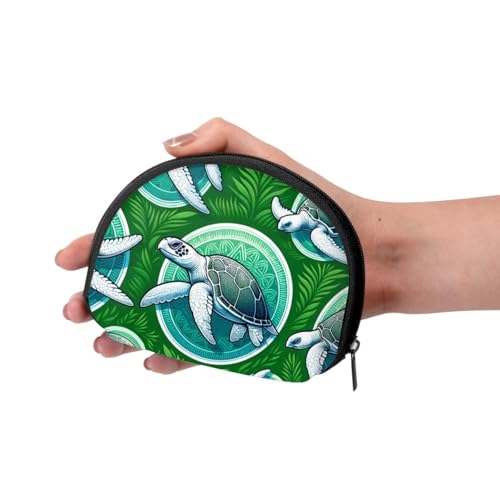 Portable Coin Purse Sea-Turtle-Green Mini Zippered Money Pouch Card Holder3