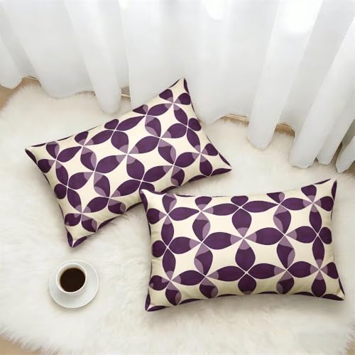 Housse coussin 50x70 cm lot de 2 rétro en polyester lin élégant