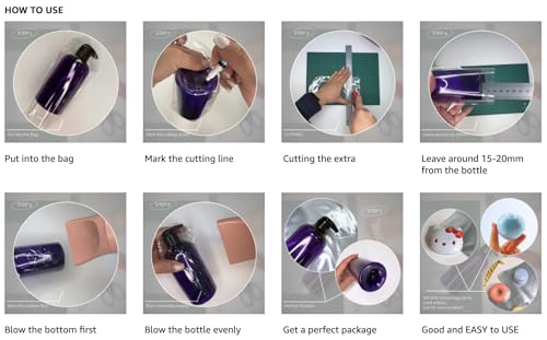 Image of WEIWEI - 4 inch x 7 inch 200PCS PVC Heat Shrink Wrap Bags with Vent Hole | Odorless Dome Shrink Bags for 8oz Pump Bottles, Gift Packaging, and Retail Display