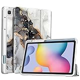 Fintie Slim Case für Samsung Galaxy Tab S6 Lite 10.4 Zoll 2022/2020 Modell (SM-P610/P613/P615/P619) mit integriertem S Stifthalter, Soft TPU Smart Stand Back Cover Auto Wake/Sleep, Wolkiger Marmor