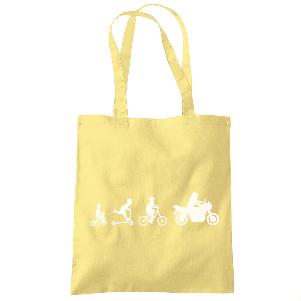 HotScamp Motorbike Evolution - Tote Shopping Bag - Biker Motorcycle Dirt Bike One size lemon yellow