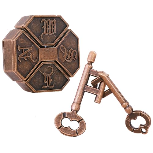 Image of 2-4Pcs Metal Puzzles, 3D Puzzles Brain Teaser Set, IQ Logic Mind Game, Fun Indoor and Outdoor Activity for Teens, Family and School Events (2pcs(Brown))