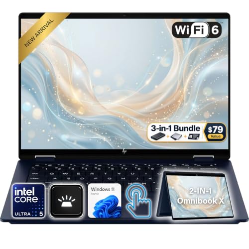 HP OmniBook X Flip 14" Next Gen AI 2-in-1 Laptop | 2K Touchscreen | Intel Core Ultra 5 226V | 16GB DDR5 RAM | 2TB SSD w/WOWPC 500GB External HDD | Win 11 | Backlit Keyboard | for Work & Creativity - image 1
