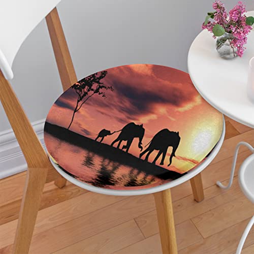 Chair Pads Elephant Sunset Round Chair Cushions, Fabric Chair Pillow, Comfort Softness Seat Cushion For Dining Chair, Thicken Chair Padding For Refurbishment Diameter 14.5In #TOP23