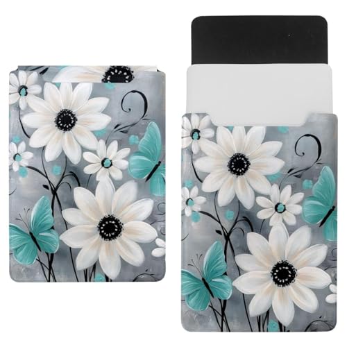 Housse ordinateur portable fleurs et papillons 35,1 x 25,9 cm, pochette PC idéale pour le café