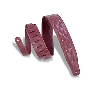 Levy’s Leathers MG26DS-BRG_ABR Sangle de guitare en cuir Motif touffeté Bordeaux 6,3 cm - Les Beatles, Paul McCartney, John Lennon, RIngo Starr, George Harrison