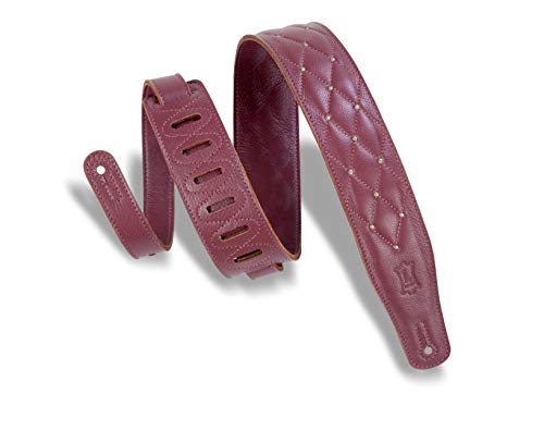 Levy’s Leathers MG26DS-BRG_ABR Sangle de guitare en cuir Motif touffeté Bordeaux 6,3 cm - Les Beatles, Paul McCartney, John Lennon, RIngo Starr, George Harrison Levy's Leathers MG26DS-BRG_ABR Sangle de guitare en cuir Motif touffeté Bordeaux 6,3 cm