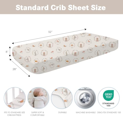 Image of Little Grape Land 3PK Baby Crib Sheets for Girls, Enchanted Animal Friends | Baby Toddler Sheets Fitted for Boys Girls,Fits Standard 28''x52'' Crib, Soft Breathable and Machine Washable