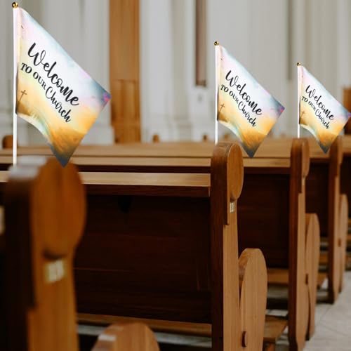 Banderas de bienvenida a la iglesia decorativas pequeñas de mano lote 5