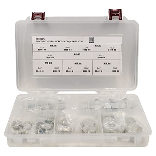 Image of JIC 37 Cap & Plug Assortment Kit - Flare Thread Adapter AN Hydraulic Fitting Set (52 Piece)