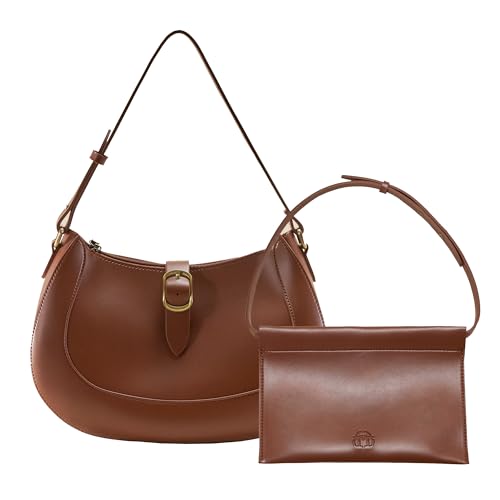 Image of SUNLIGHT LEAVES Vintage Vegan Leather Crescent Hobo Bag For Women Lunar Shoulder Purse Satchel Under Arm Lady Handbag