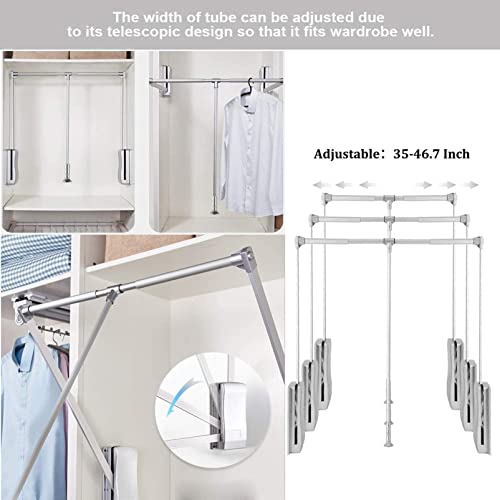 Tringle de penderie rabattable en acier robuste réglable 60-83 cm