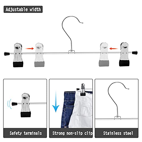 Bbfish Pants Hangers 20-Pack Skirt Hanger With Clips No-Slip Metal Trouser Hangers Space Saving For Closet Wardrobe #TOP1